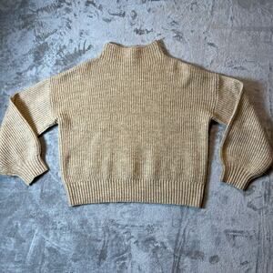 LPA Beige‎ Nude Woven Cropped Sweater with High Rise Neckline Women’s Size Small